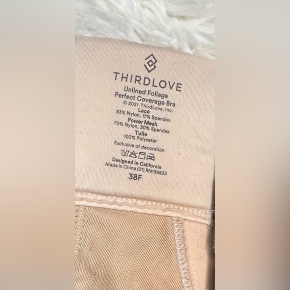 Third Love Unlined Foliage Perfect Coverage Fuchsia Lace Beige Nude Bra 38 F Set - Picture 7 of 9